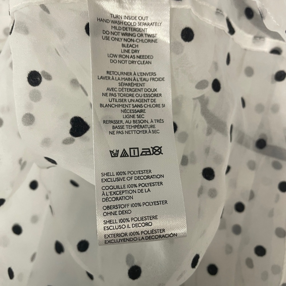 Maeve Polka Dot Heart Sheer Blouse Size Medium White Black Coquette Romantic - Picture 6 of 8